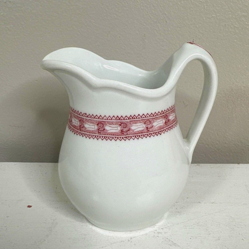 Mayer China Red Transferware Creamer Cottagecore Farmhouse Vintage